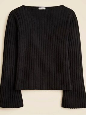 NWT J. Crew Ribbed Boatneck Sweater Vintage Wool Black